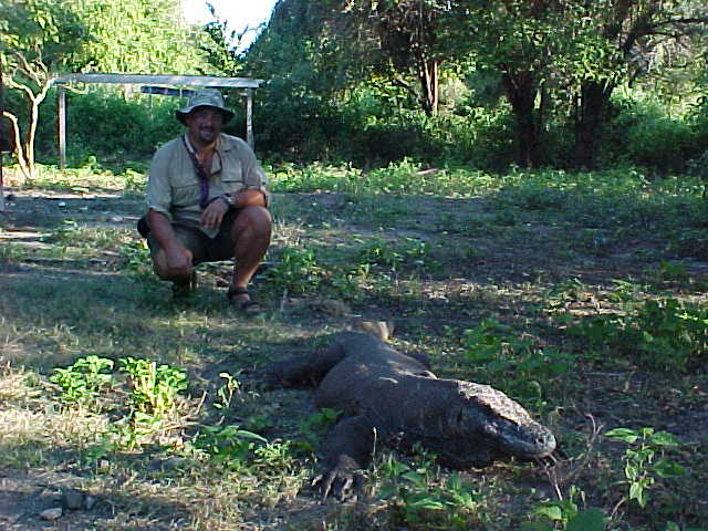 MRA with a Komodo Dragon.  Location:Komodo National Park, Komodo, Nusa Tenggara Timur, Indonesia (Indonesia, The Travel Addicts, Komodo)