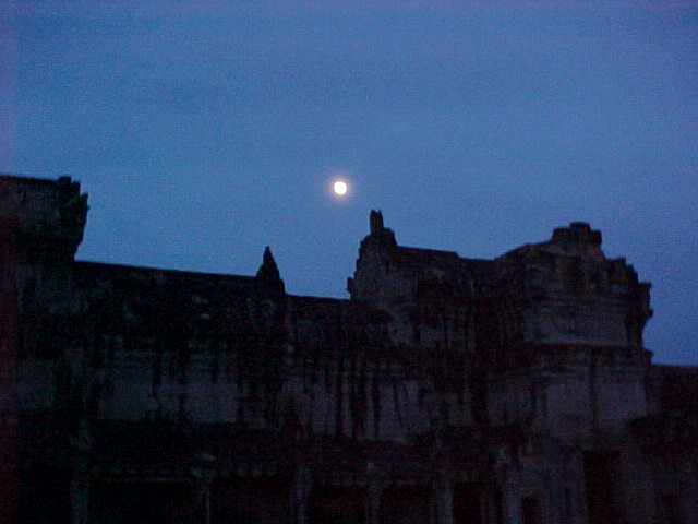 Moonrise over the library :  (Cambodia, The Travel Addicts)