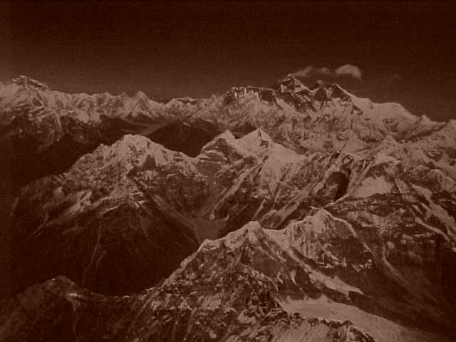 Everest and Lhotse in sepia (Nepal, The Travel Addicts)