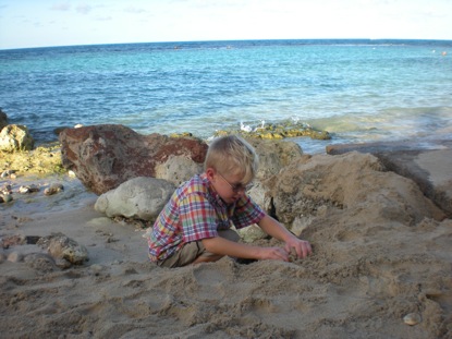 Playing on the beach